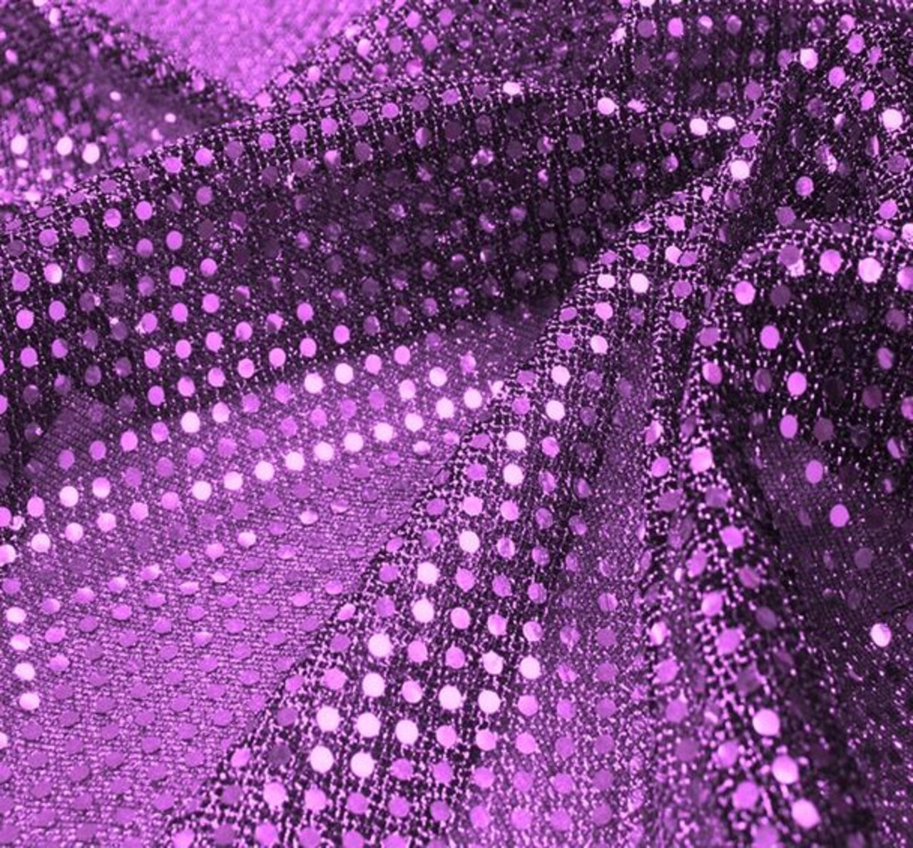 1 Yard Purple 3mm Confetti Dot Sequin Fabric Lightweight Costume Apparel Knit 41/42" Wide